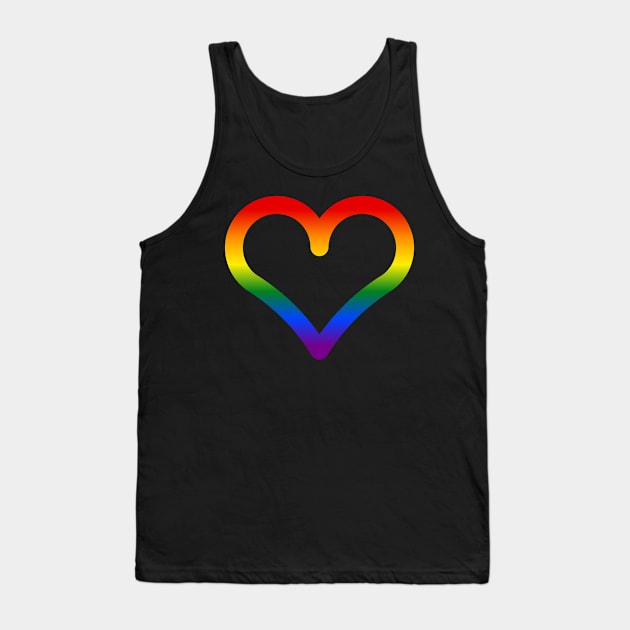 Outlined Rainbow LGBT Heart Tank Top by kallyfactory